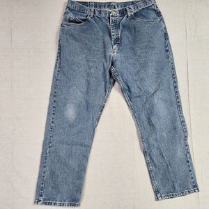 Wrangler Jeans Mens 38 Blue Denim Straight Relaxed Fit Baggy 9T701VR 38x30